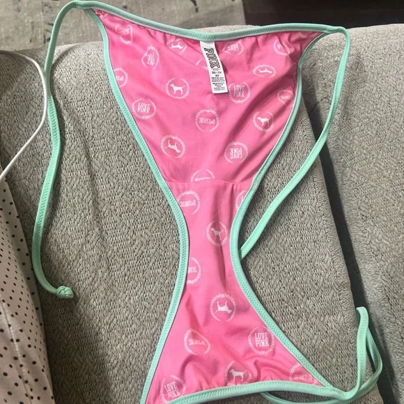 Pink Striped Bikini Bottom Victoria’s Secret tie bottoms - Picture 6 of 6